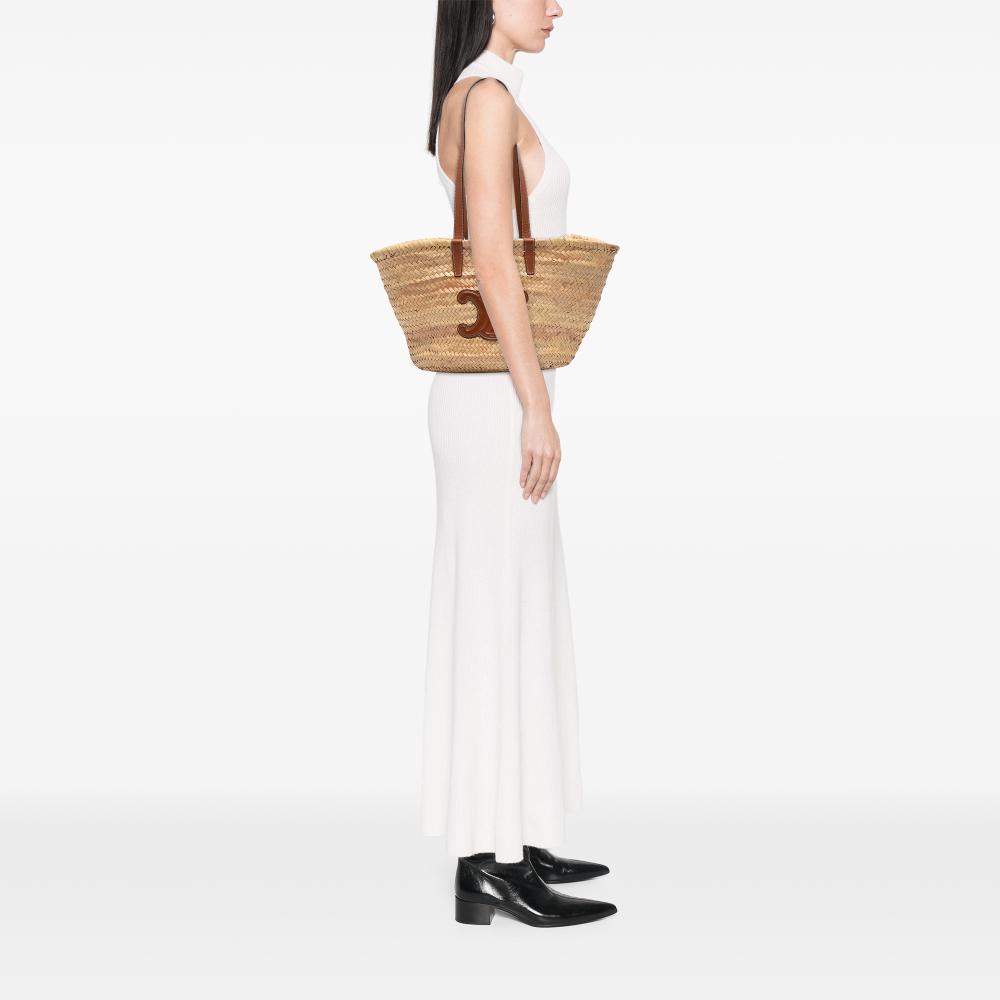 Celine B Celine Brown Beige Raffia Natural Material Large Cuir Triomphe Classic Panier Tote Morocco