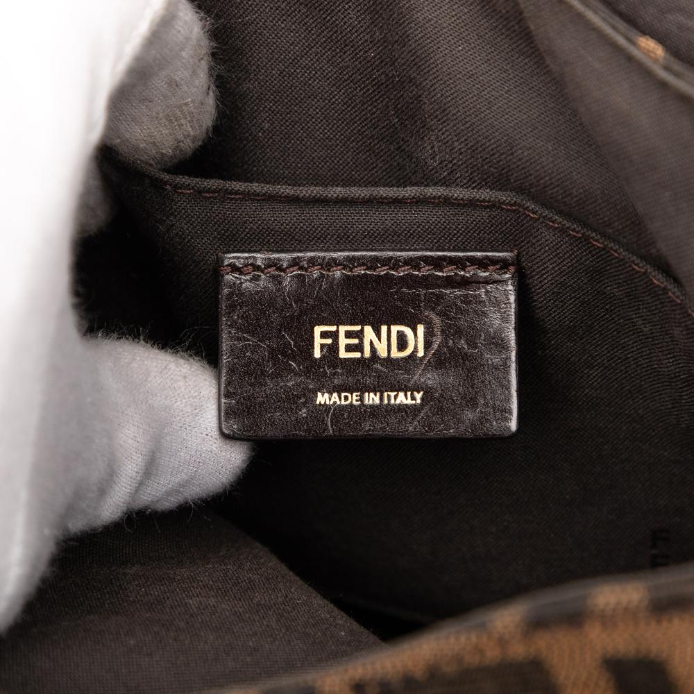 Fendi B Fendi Brown Canvas Fabric Small Zucca Artic Crossbody Italy
