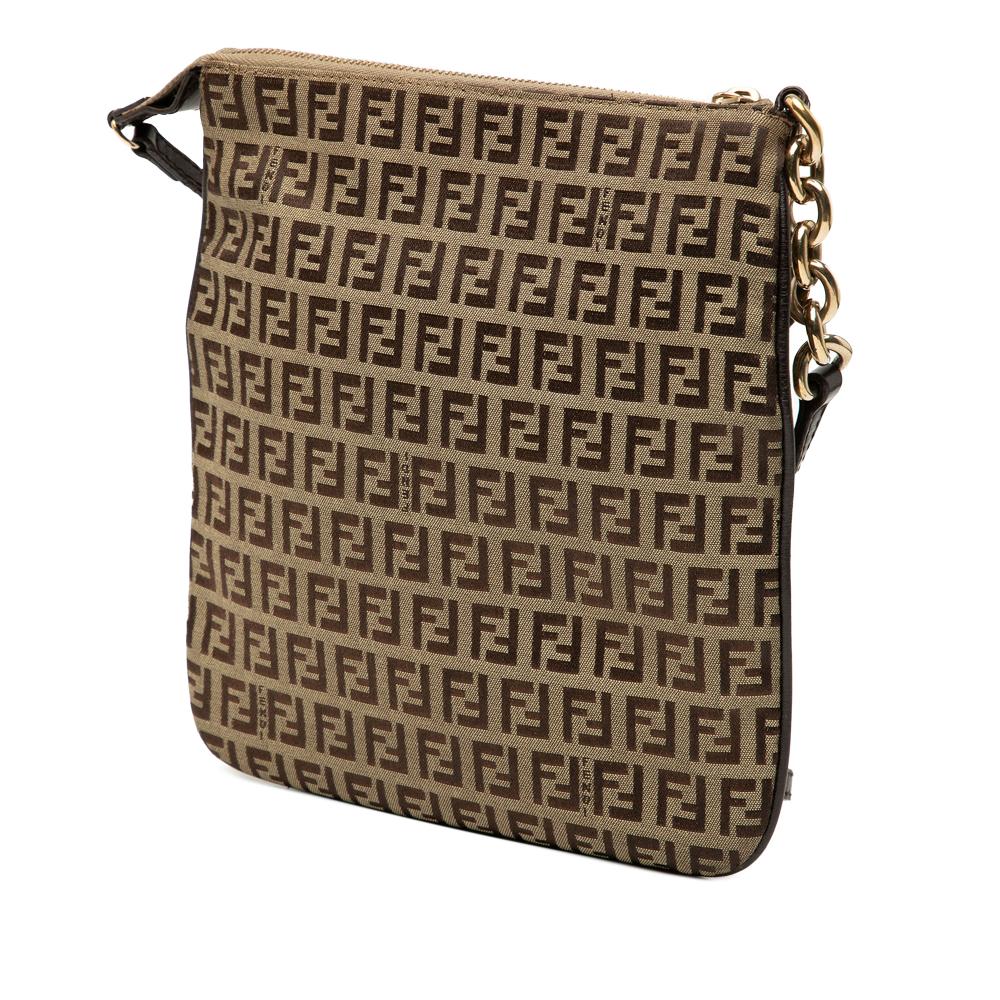 Fendi B Fendi Brown Beige Canvas Fabric Zucchino Forever Crossbody Italy