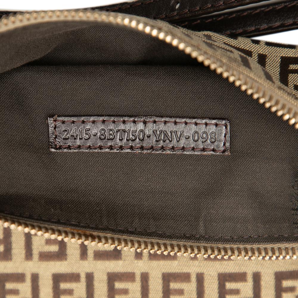 Fendi B Fendi Brown Beige Canvas Fabric Zucchino Forever Crossbody Italy