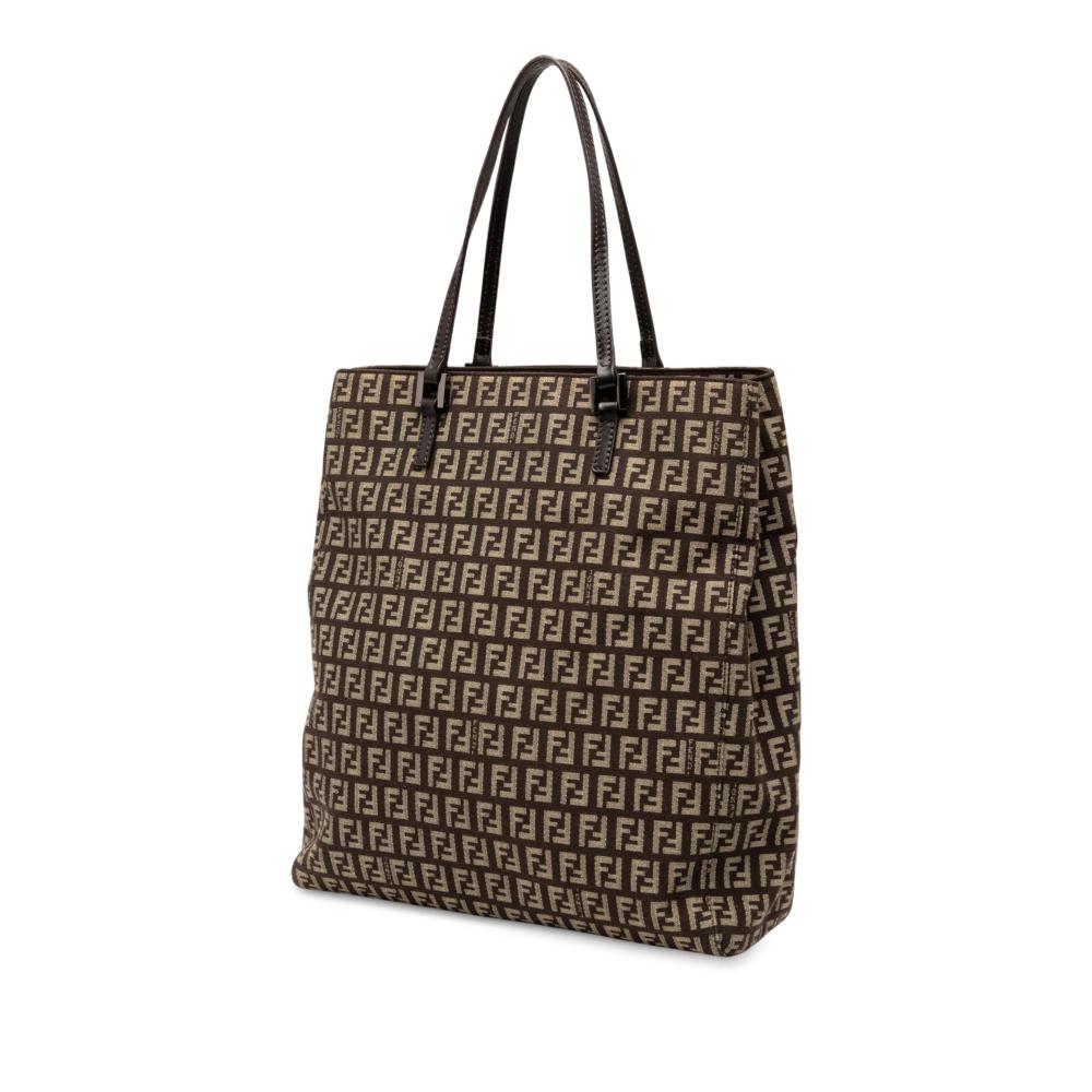 Fendi B Fendi Brown Canvas Fabric Zucchino Tote Italy