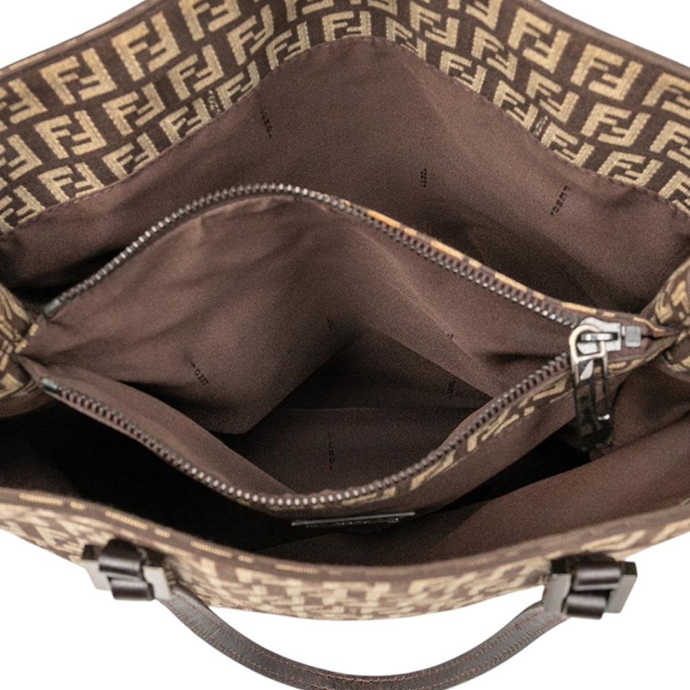 Fendi B Fendi Brown Canvas Fabric Zucchino Tote Italy