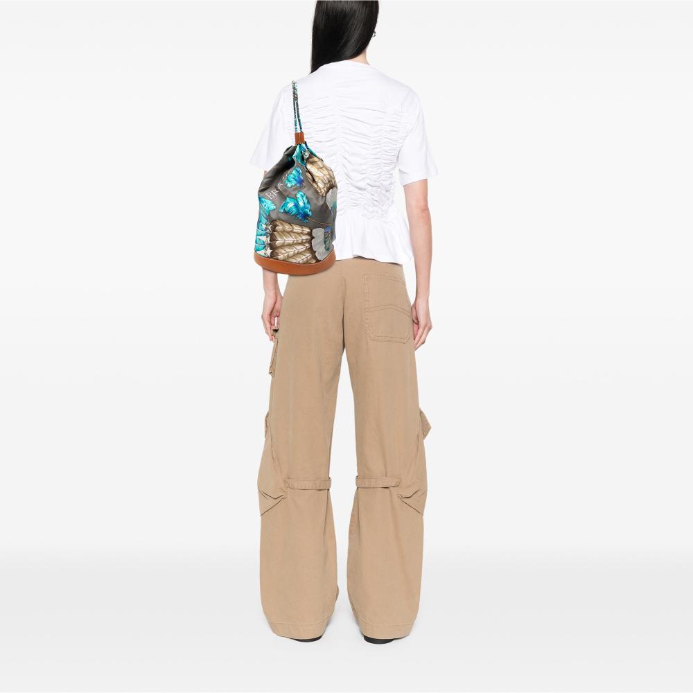 Hermès AB Hermès Gray with Brown Silk Fabric Brazil Sac Soie Cool 22 France