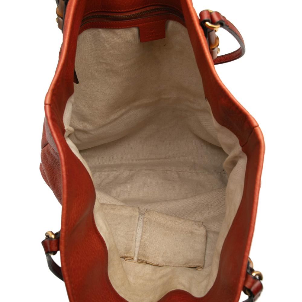 Gucci B Gucci Orange Calf Leather Large Laidback Crafty Tote Italy