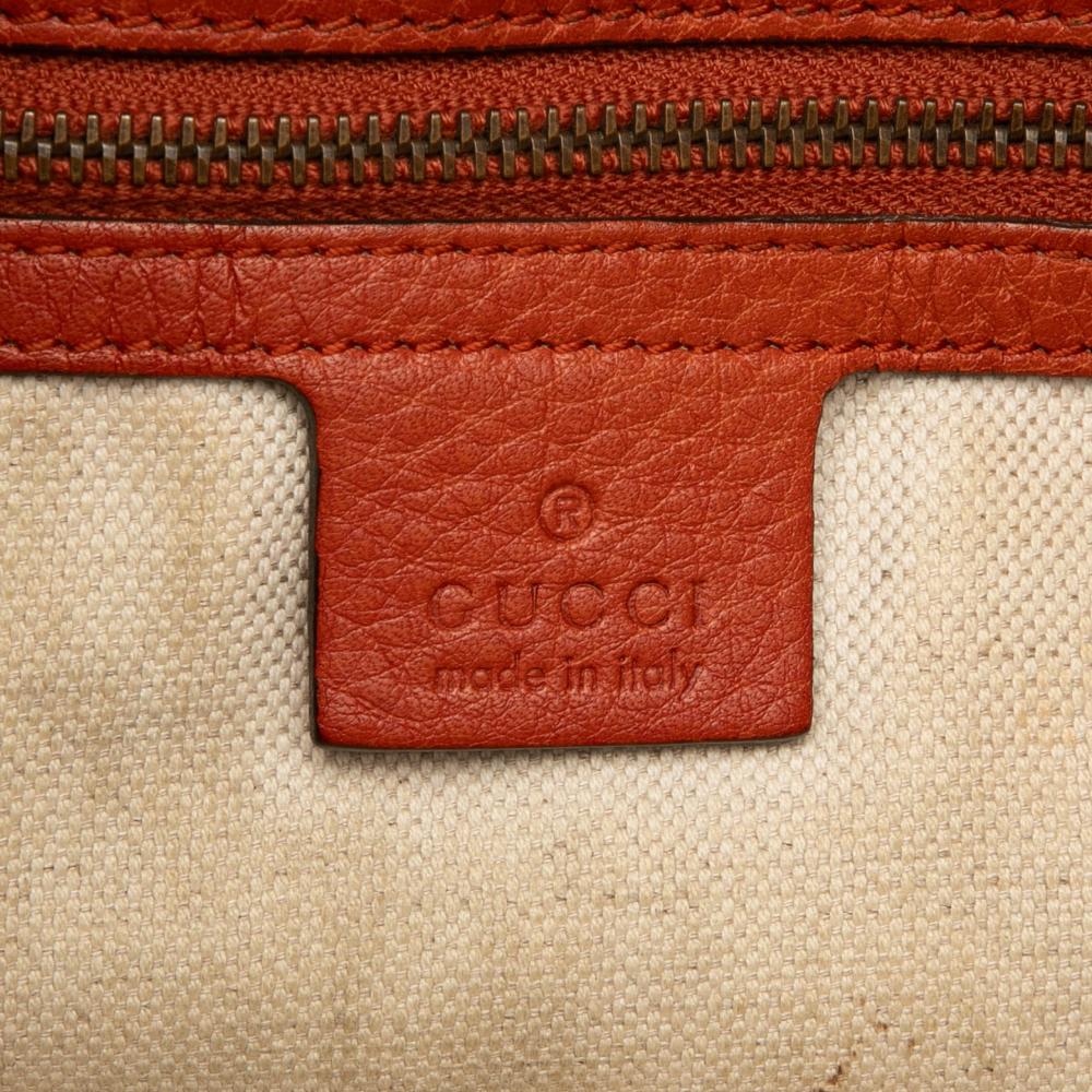 Gucci B Gucci Orange Calf Leather Large Laidback Crafty Tote Italy