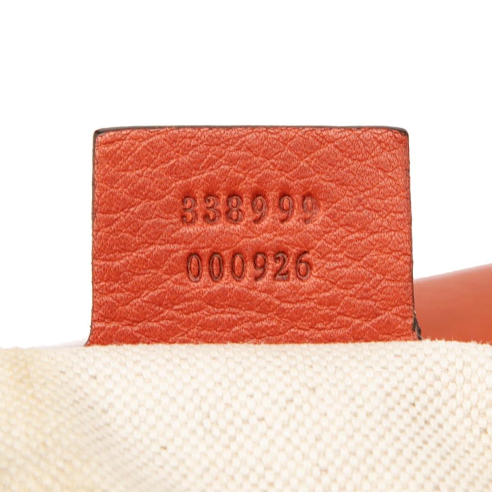 Gucci B Gucci Orange Calf Leather Large Laidback Crafty Tote Italy