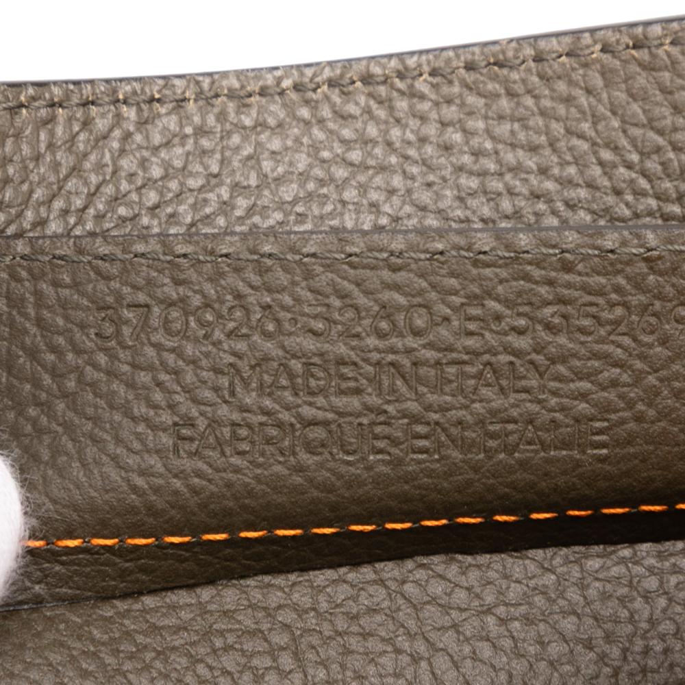 Balenciaga B Balenciaga Brown Dark Khaki Calf Leather Veau Papier A6 Zip Around Satchel Italy