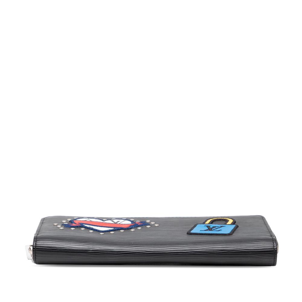 Louis Vuitton AB Louis Vuitton Black Epi Leather Leather Epi Patches Zippy Wallet Spain