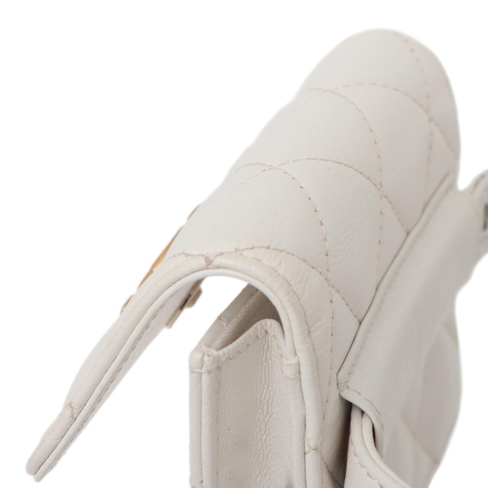 Chanel White Quilted Lamsbskin Punk Essentials Chain Flap Belt Bag France