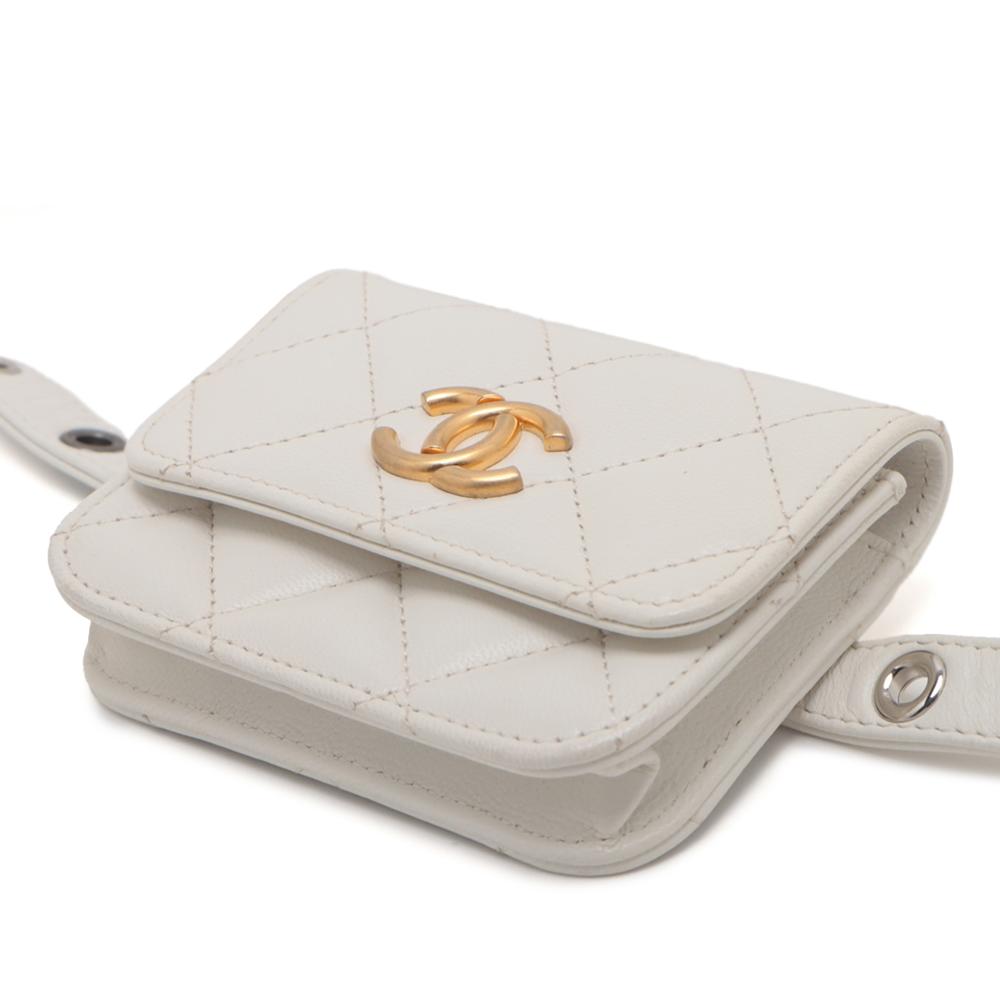 Chanel White Quilted Lamsbskin Punk Essentials Chain Flap Belt Bag France