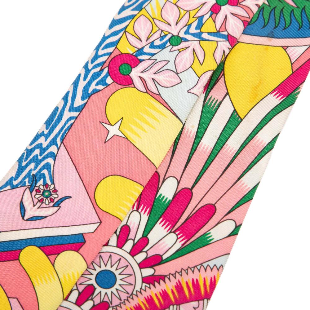 Hermès B Hermès Pink Silk Fabric La Source de Pegase Twilly Scarf France