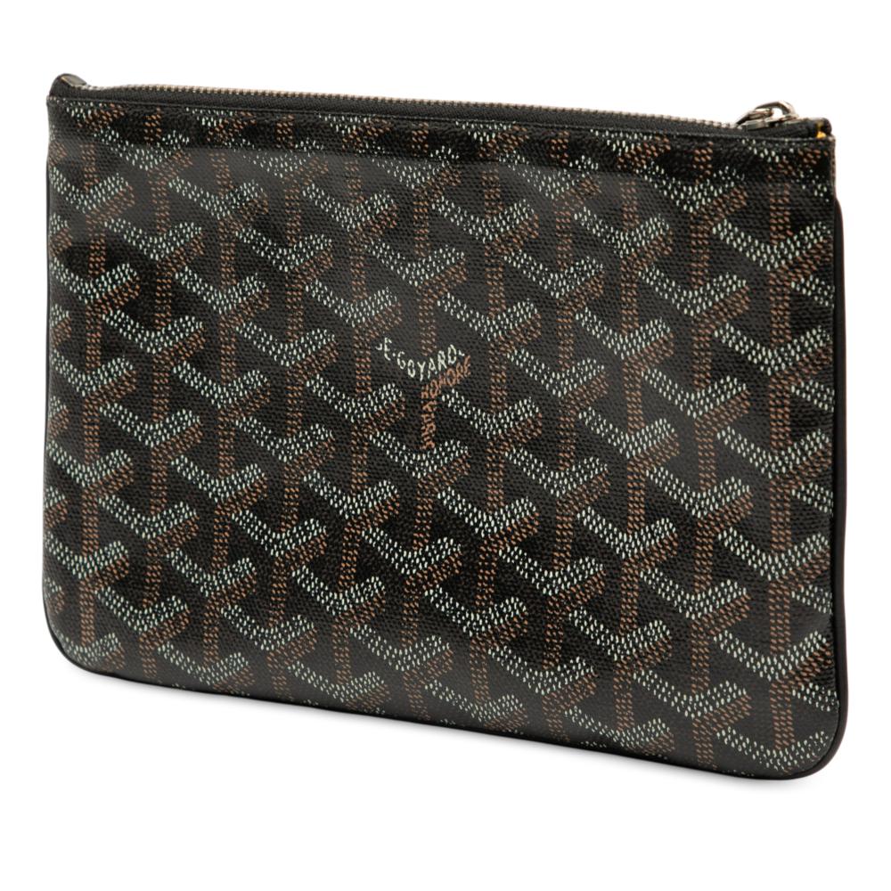 Goyard B Goyard Black Coated Canvas Fabric Goyardine Senat PM France