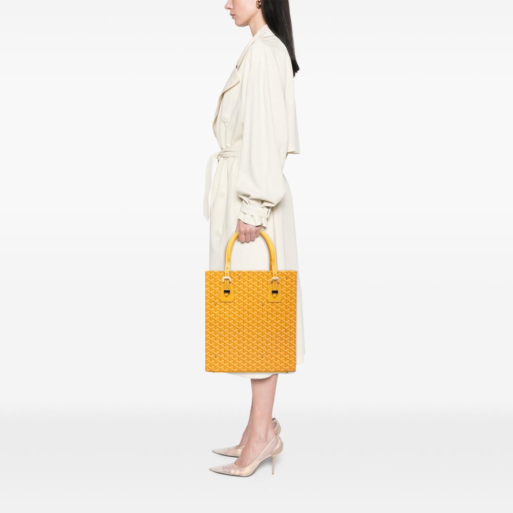 Goyard B Goyard Yellow Coated Canvas Fabric Goyardine Comores Tote GM France