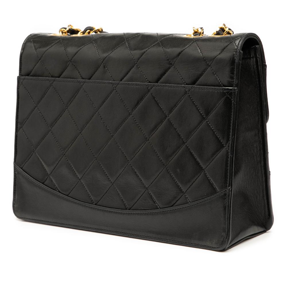 Chanel B Chanel Black Lambskin Leather Leather Medium Quilted Lambskin Mademoiselle Single Flap France