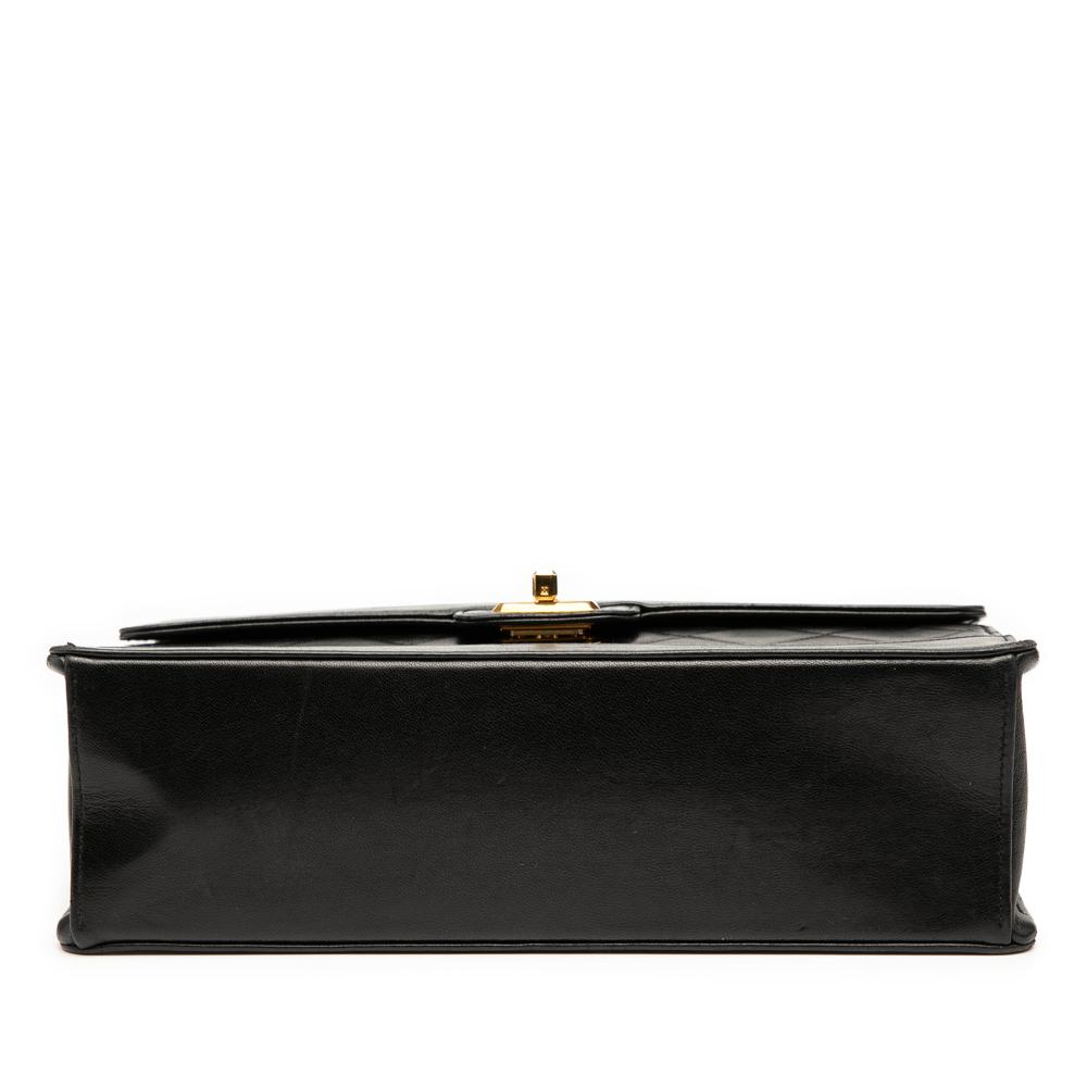 Chanel B Chanel Black Lambskin Leather Leather Medium Quilted Lambskin Mademoiselle Single Flap France