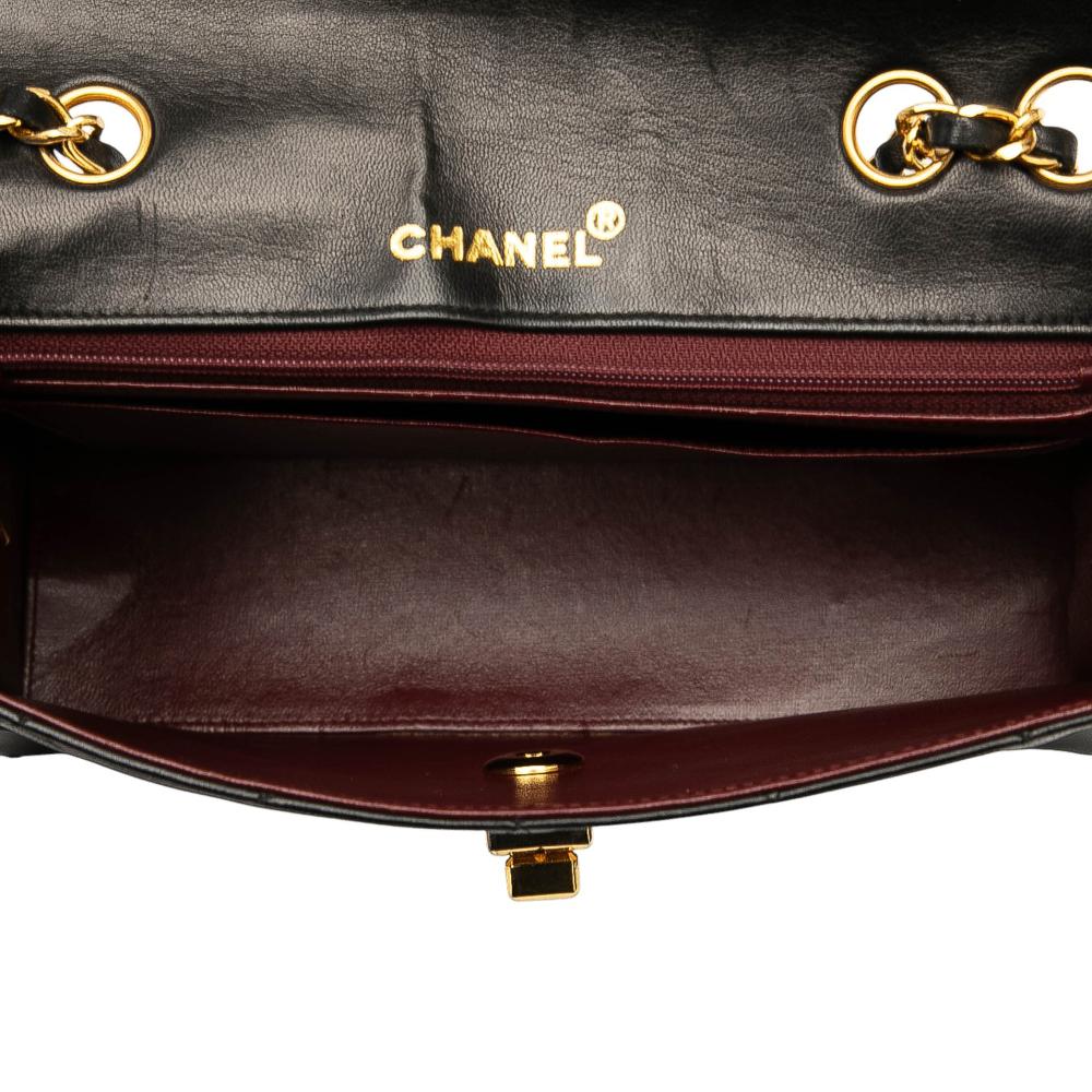 Chanel B Chanel Black Lambskin Leather Leather Medium Quilted Lambskin Mademoiselle Single Flap France
