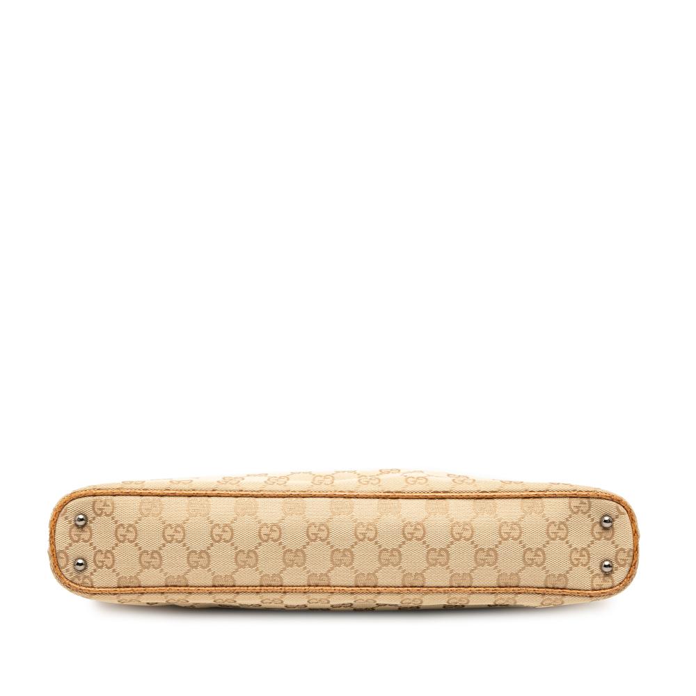 Gucci AB Gucci Brown Beige Canvas Fabric GG Tote Italy