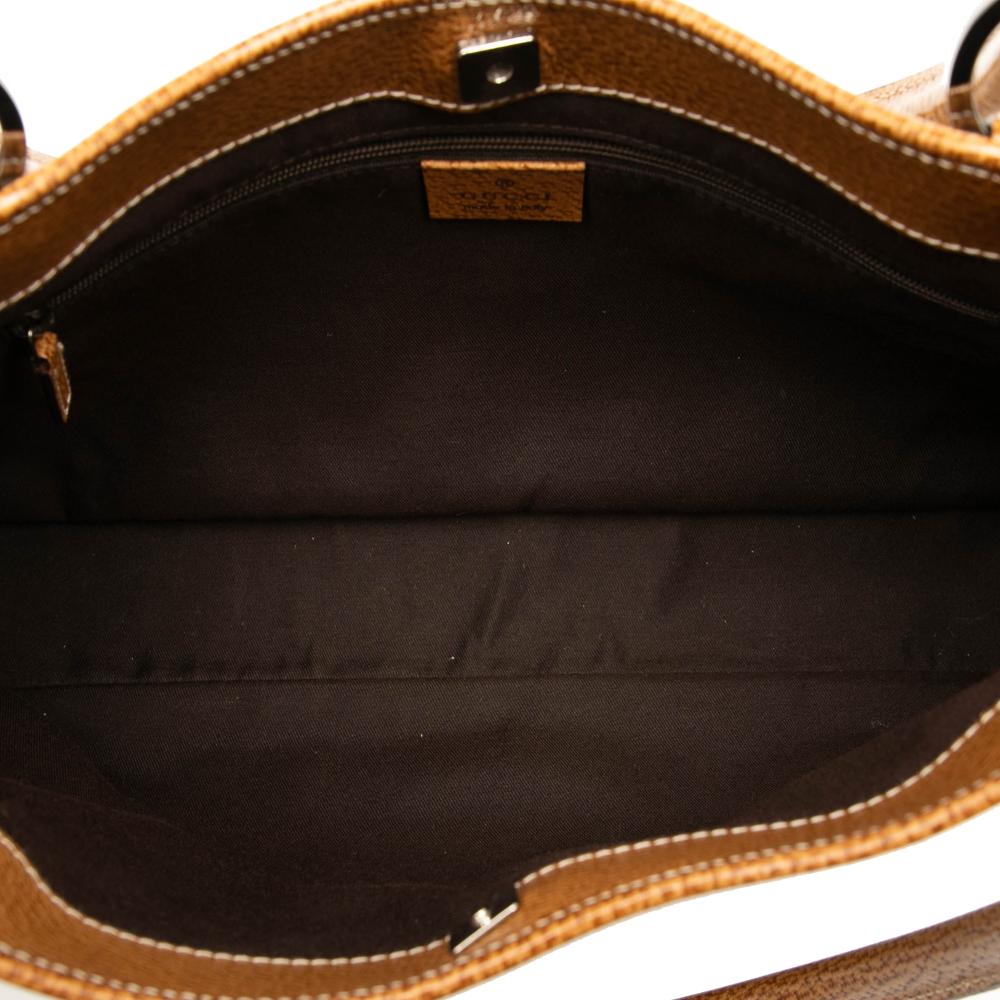 Gucci AB Gucci Brown Beige Canvas Fabric GG Tote Italy