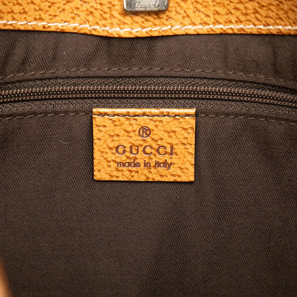 Gucci AB Gucci Brown Beige Canvas Fabric GG Tote Italy