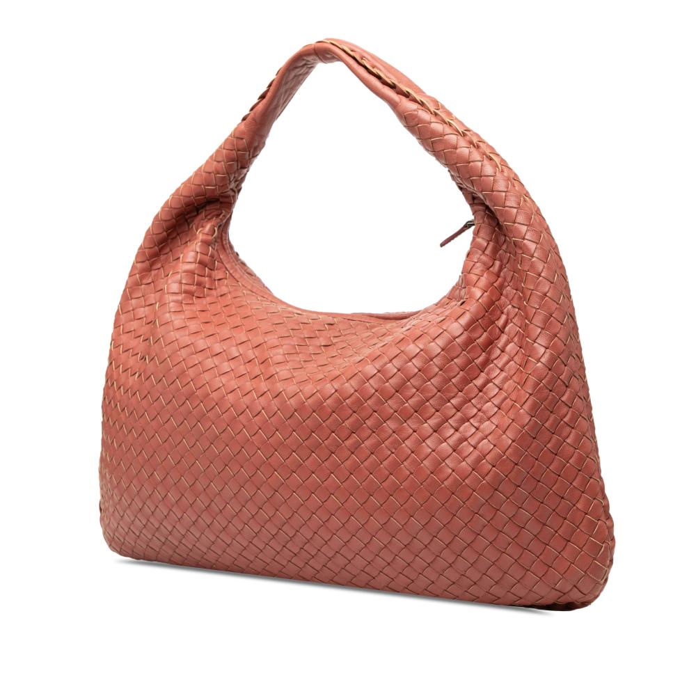 Bottega Veneta B Bottega Veneta Red Indian Red Nappa Leather Leather Medium Nappa Intrecciato Veneta Hobo Italy