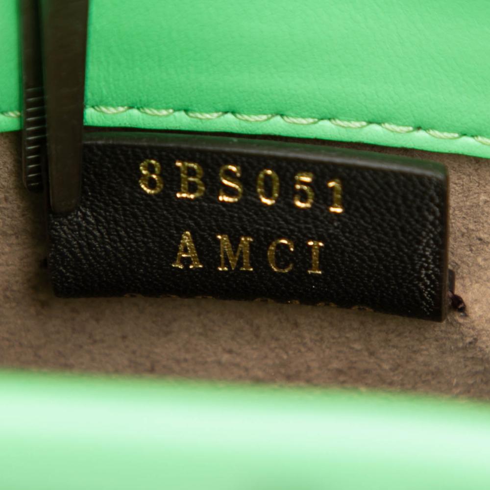 Fendi AB Fendi Green Light Green Calf Leather Mini Zucca Embossed Sunshine Shopper Tote Italy