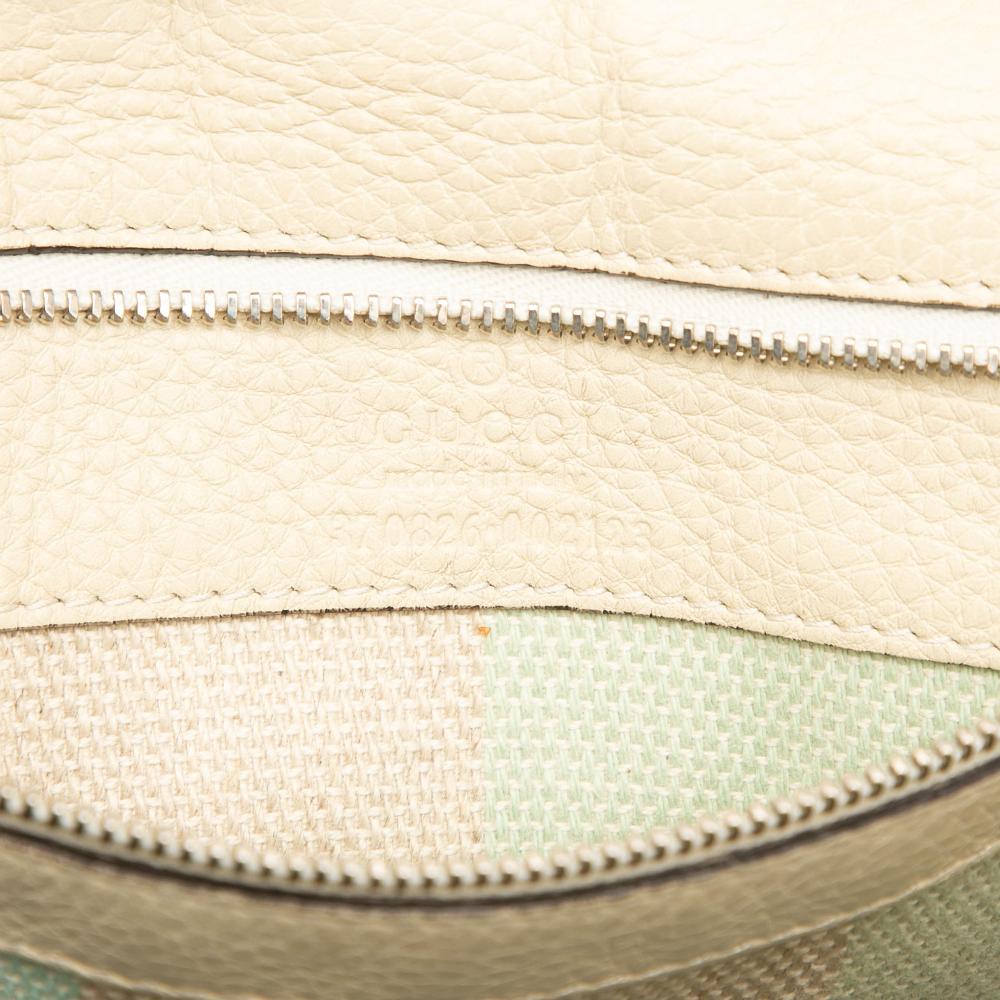 Gucci B Gucci White Ivory Calf Leather Medium Bamboo Daily Crossbody Italy