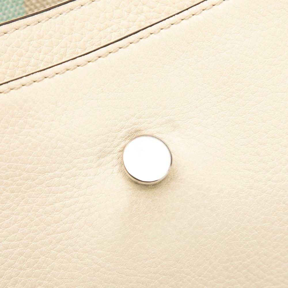 Gucci B Gucci White Ivory Calf Leather Medium Bamboo Daily Crossbody Italy