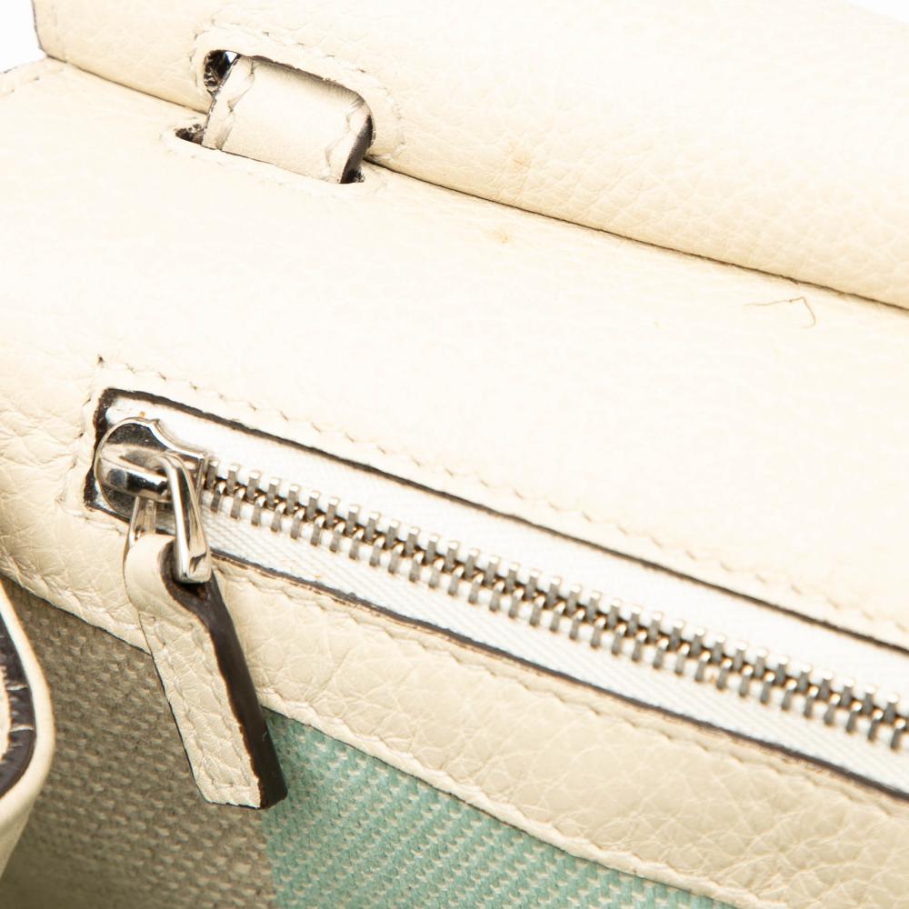 Gucci B Gucci White Ivory Calf Leather Medium Bamboo Daily Crossbody Italy