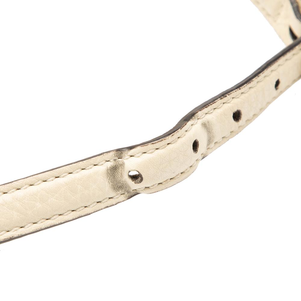 Gucci B Gucci White Ivory Calf Leather Medium Bamboo Daily Crossbody Italy