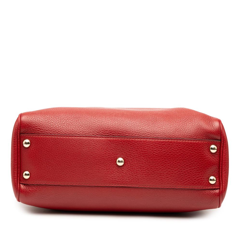 Gucci AB Gucci Red Calf Leather Small skin Bamboo Shopper Satchel Italy