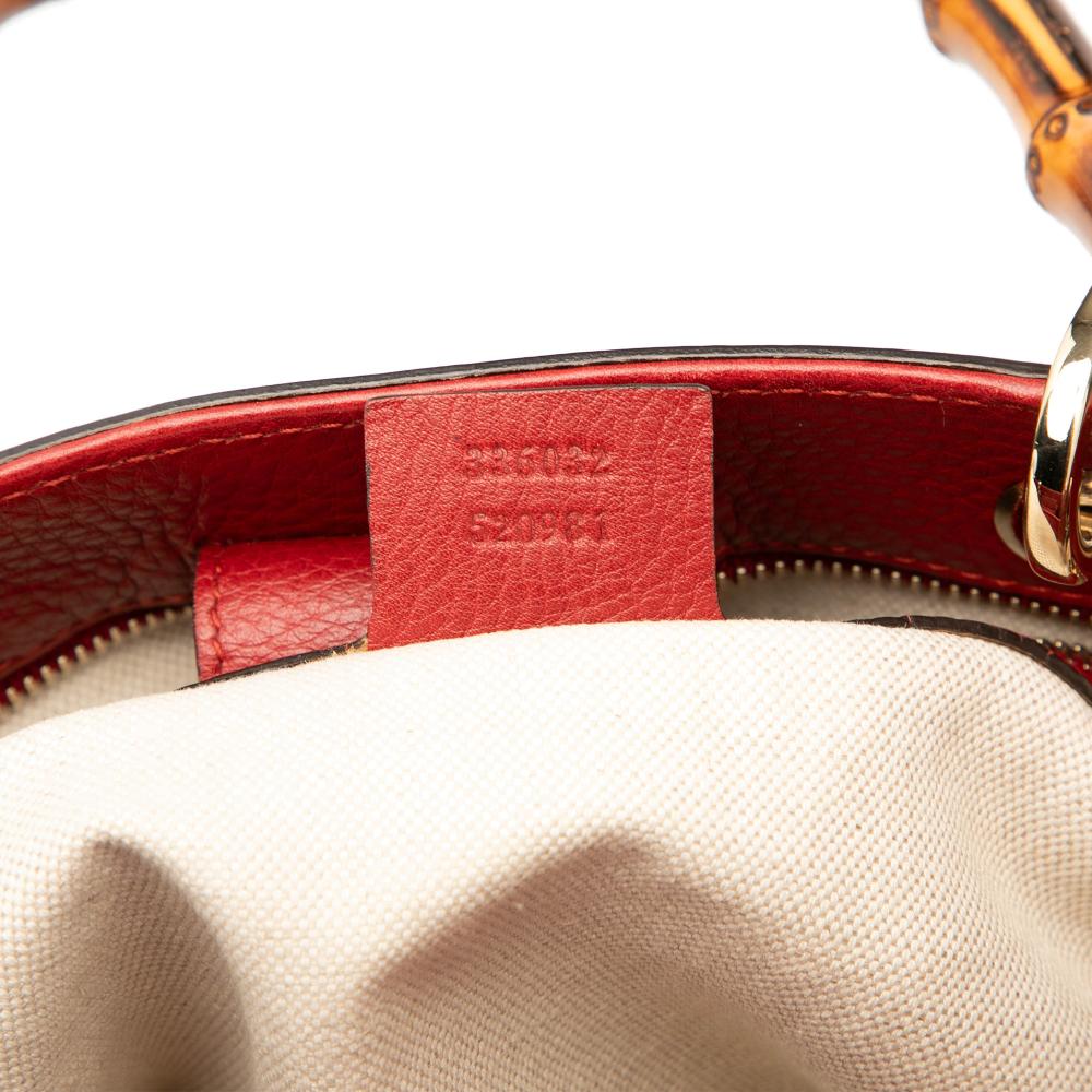 Gucci AB Gucci Red Calf Leather Small skin Bamboo Shopper Satchel Italy