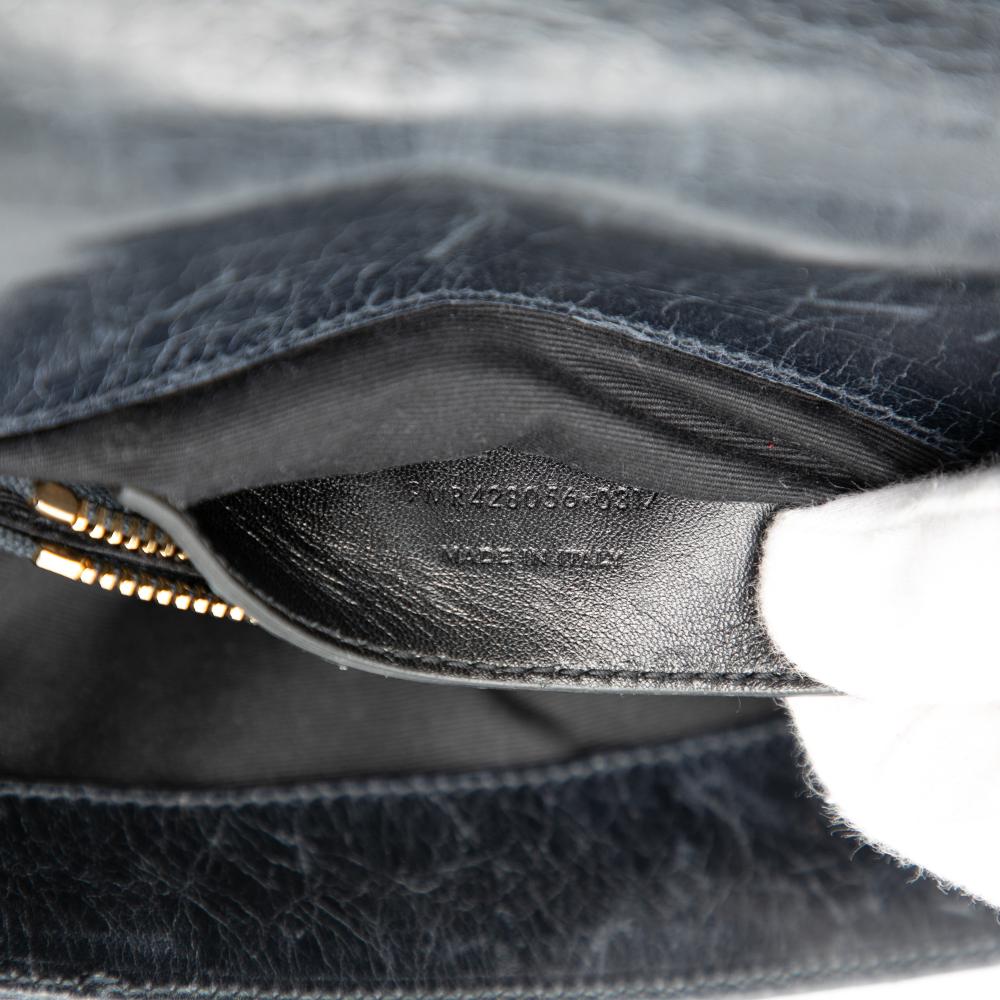 Saint Laurent Black Medium Chevron Sheepskin Monogram College Satchel Italy