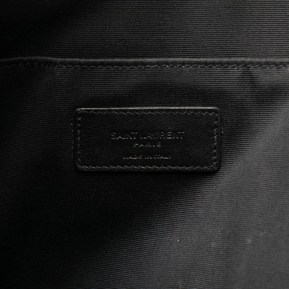 Saint Laurent B Saint Laurent Black Calf Leather Croc Embossed Clutch Italy