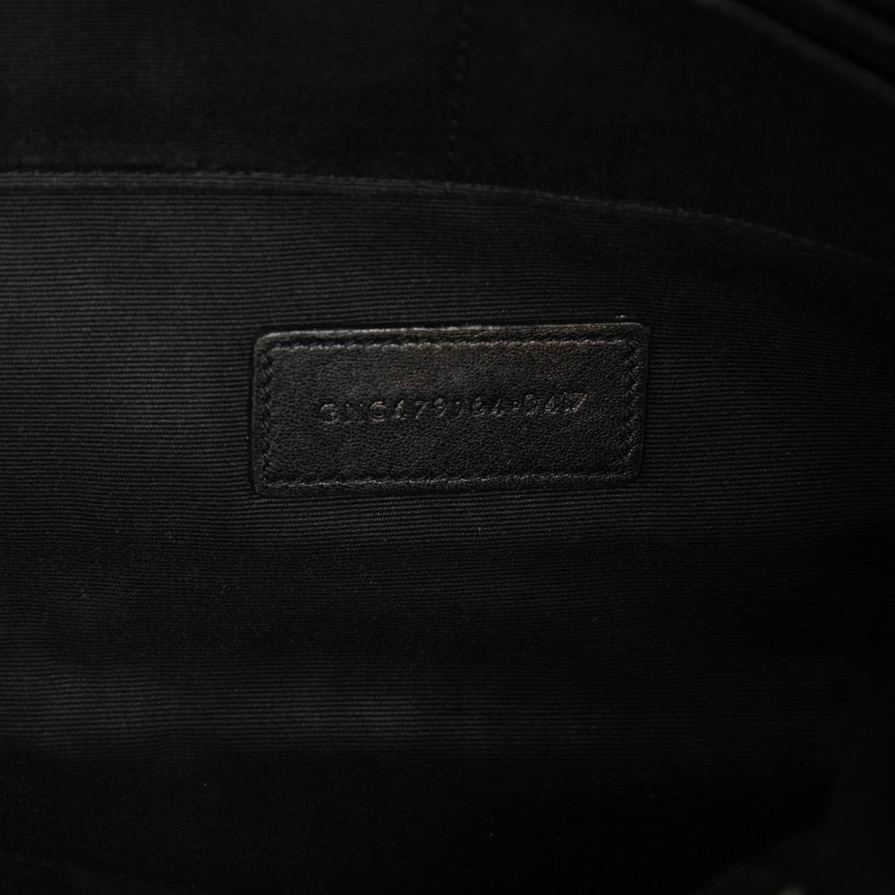 Saint Laurent B Saint Laurent Black Calf Leather Croc Embossed Clutch Italy