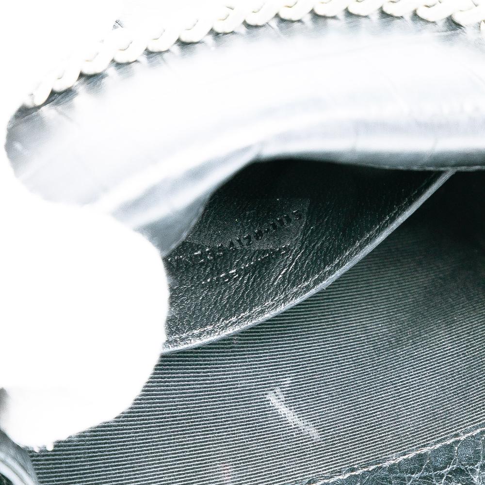 Saint Laurent B Saint Laurent Black Calf Leather Small Croc Embossed Monogram Kate Tassel Crossbody Italy