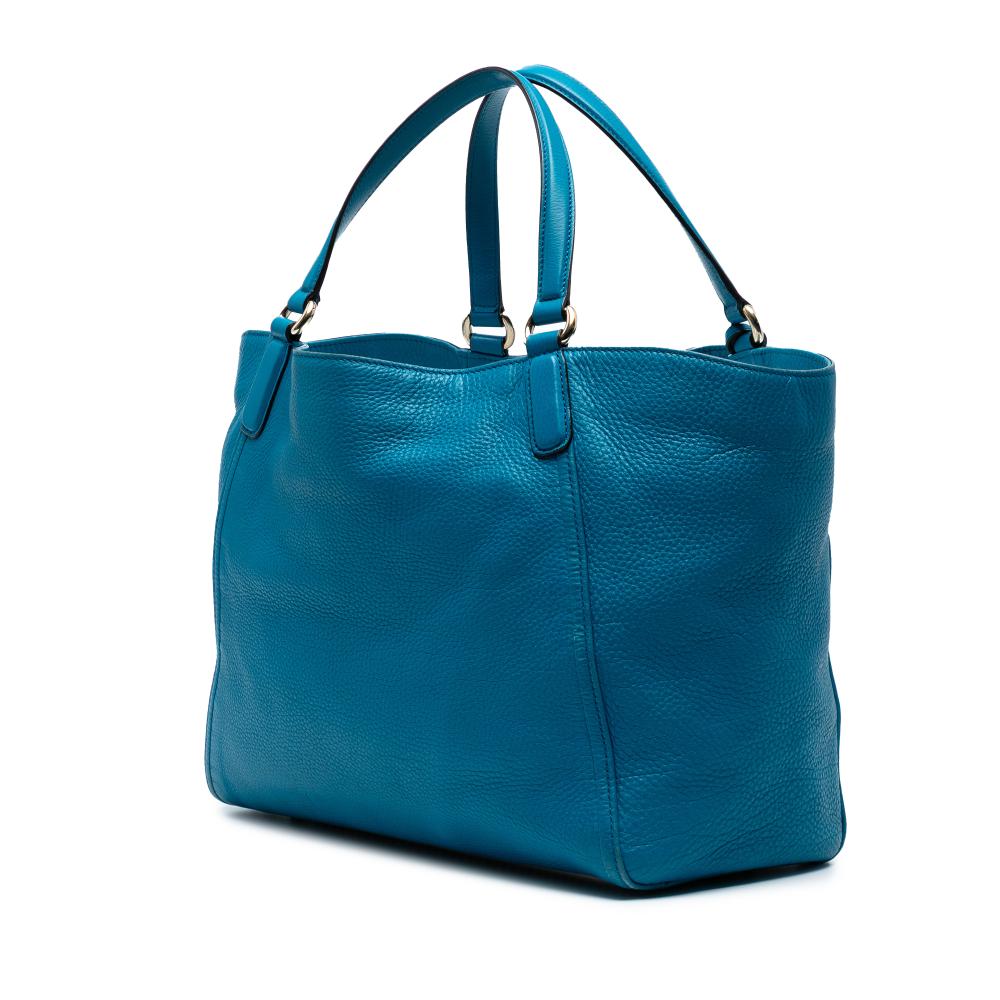 Gucci B Gucci Blue Calf Leather Medium Soho Cellarius Tote Italy