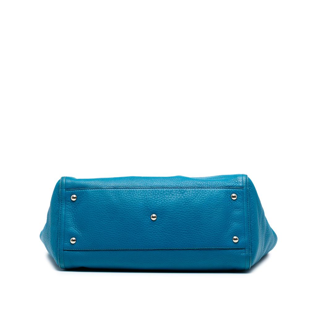 Gucci B Gucci Blue Calf Leather Medium Soho Cellarius Tote Italy