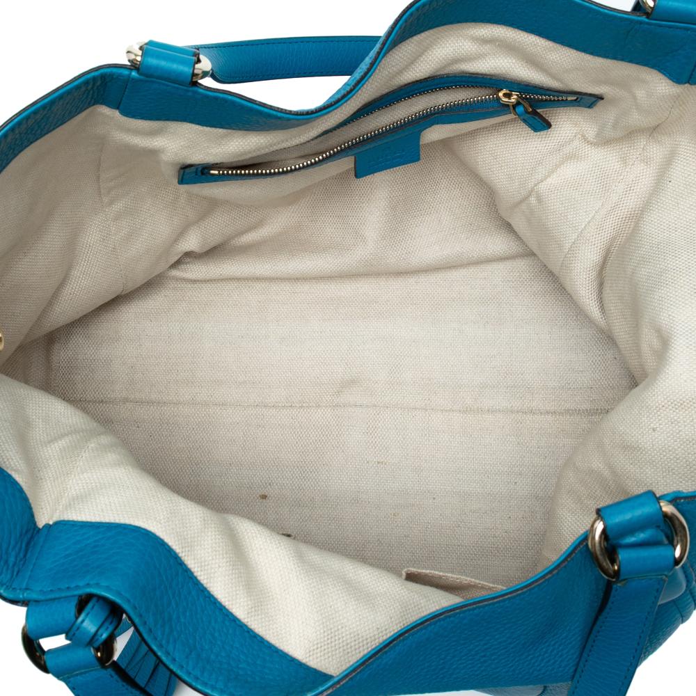 Gucci B Gucci Blue Calf Leather Medium Soho Cellarius Tote Italy