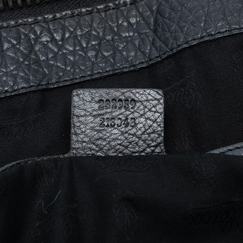 Gucci B Gucci Black Calf Leather Medium Bamboo Bar Tote Italy