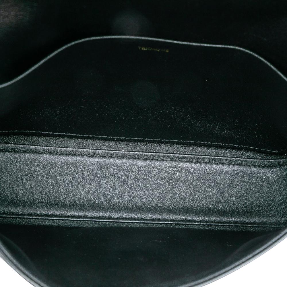 Celine AB Celine Black Calf Leather Shiny skin Triomphe Claude Shoulder Bag Italy