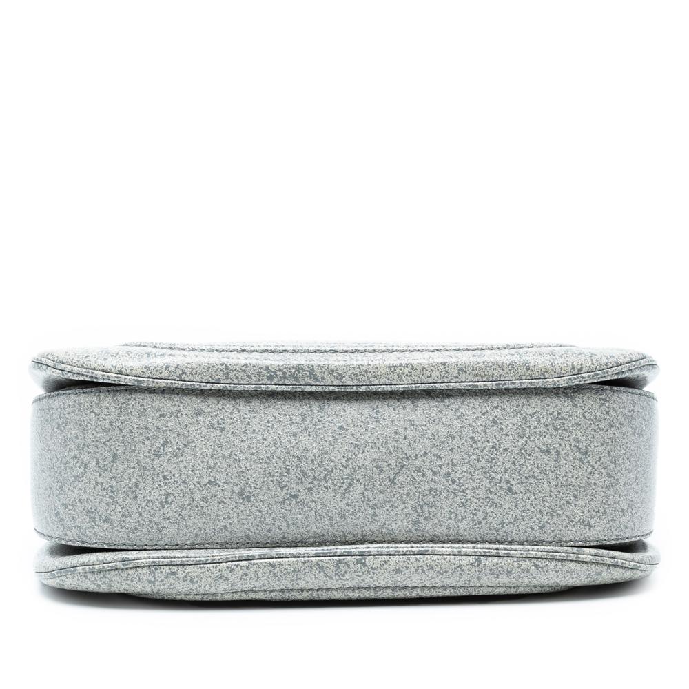 Gucci B Gucci Gray Calf Leather Large Speckled New Bamboo Top Handle Bag Italy