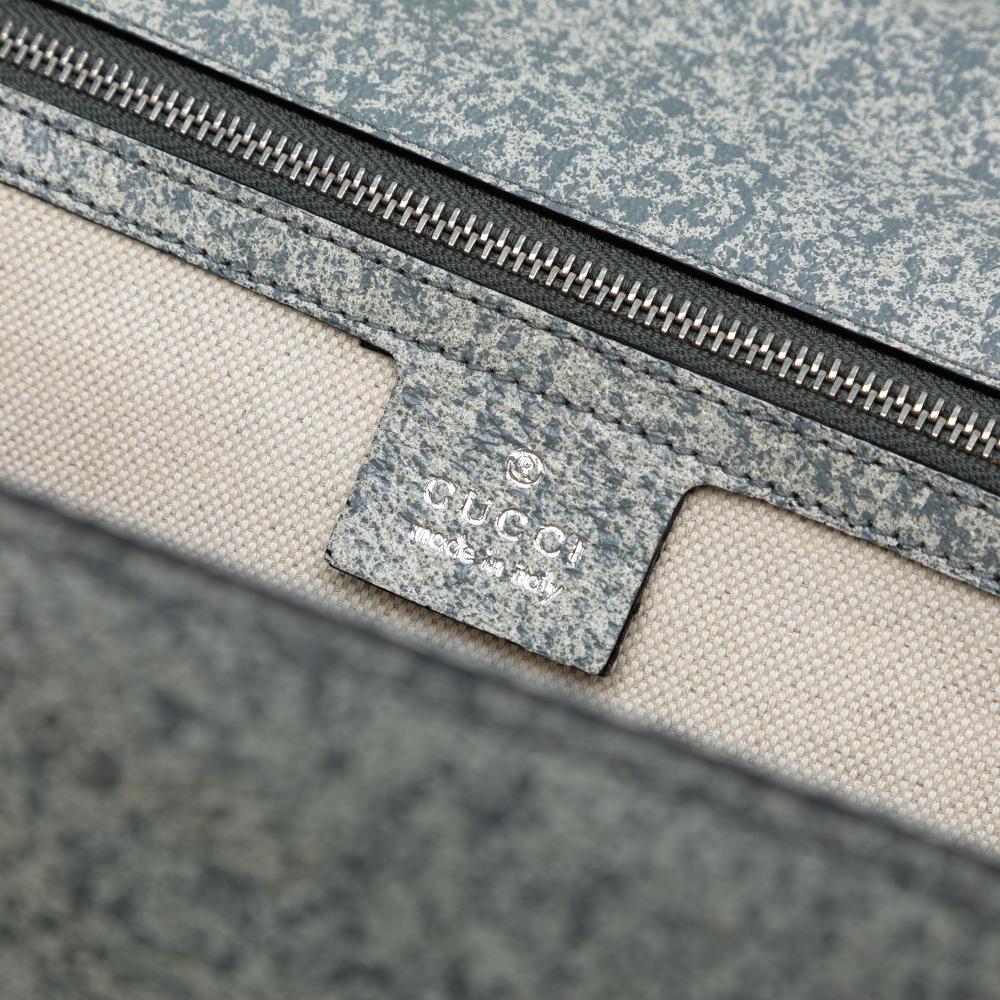 Gucci B Gucci Gray Calf Leather Large Speckled New Bamboo Top Handle Bag Italy