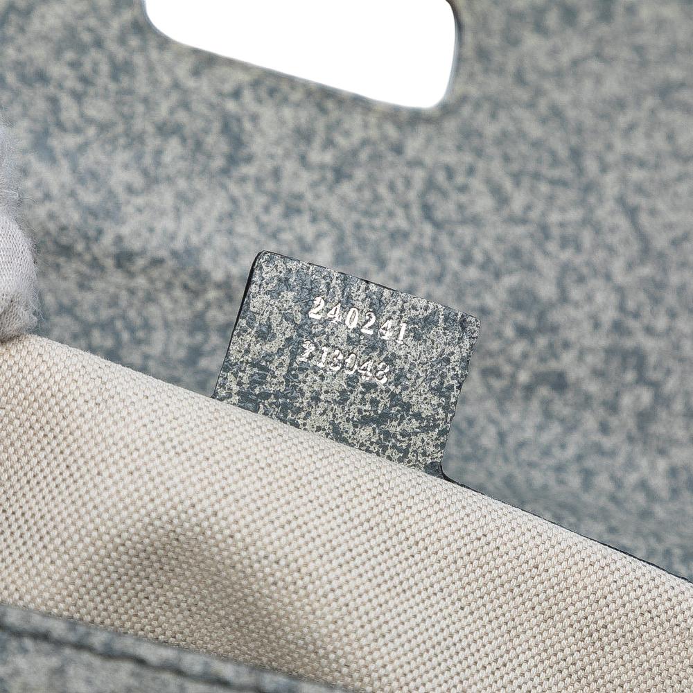 Gucci B Gucci Gray Calf Leather Large Speckled New Bamboo Top Handle Bag Italy