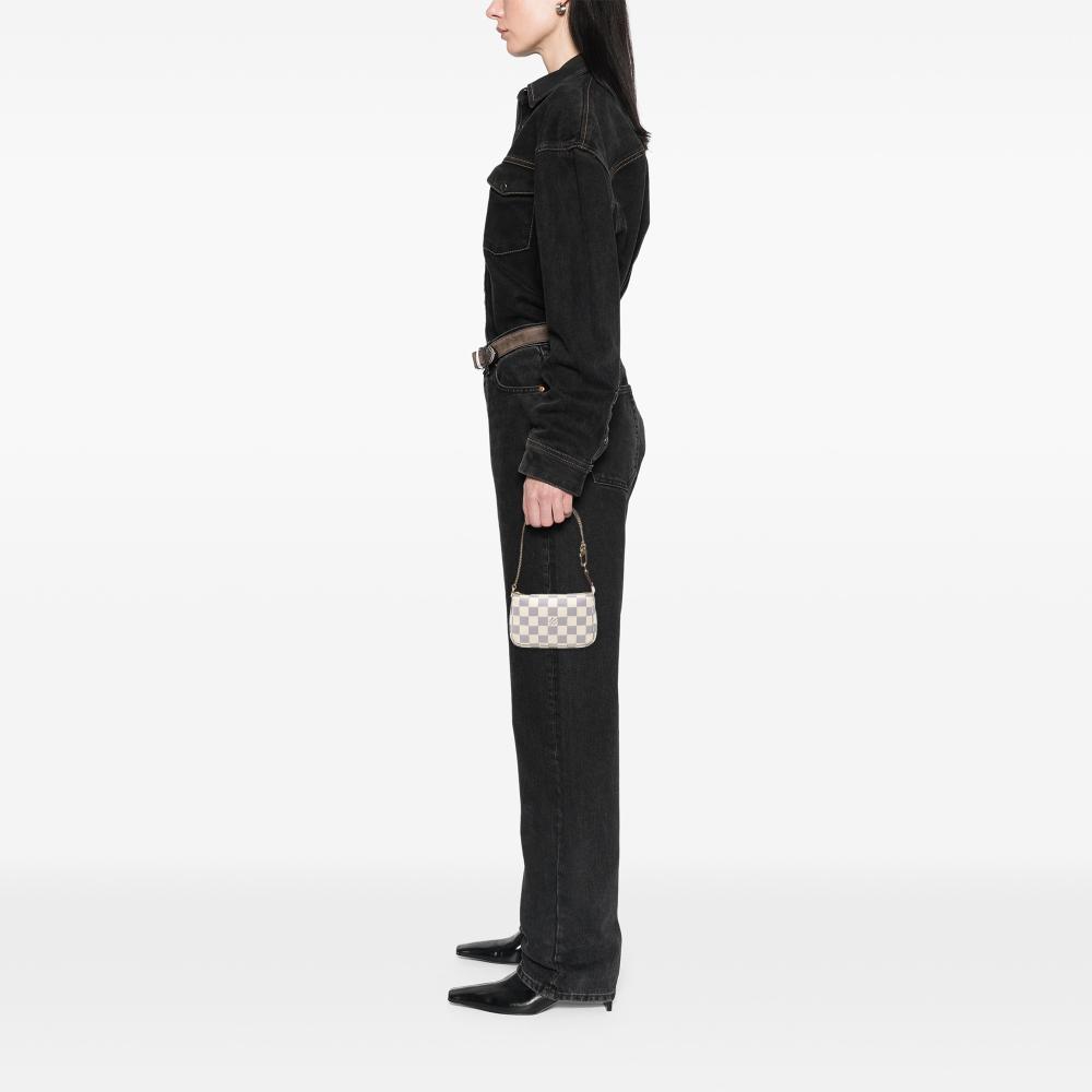 Louis Vuitton AB Louis Vuitton White Damier Canvas Fabric Damier Azur Mini Pochette Accessoires France