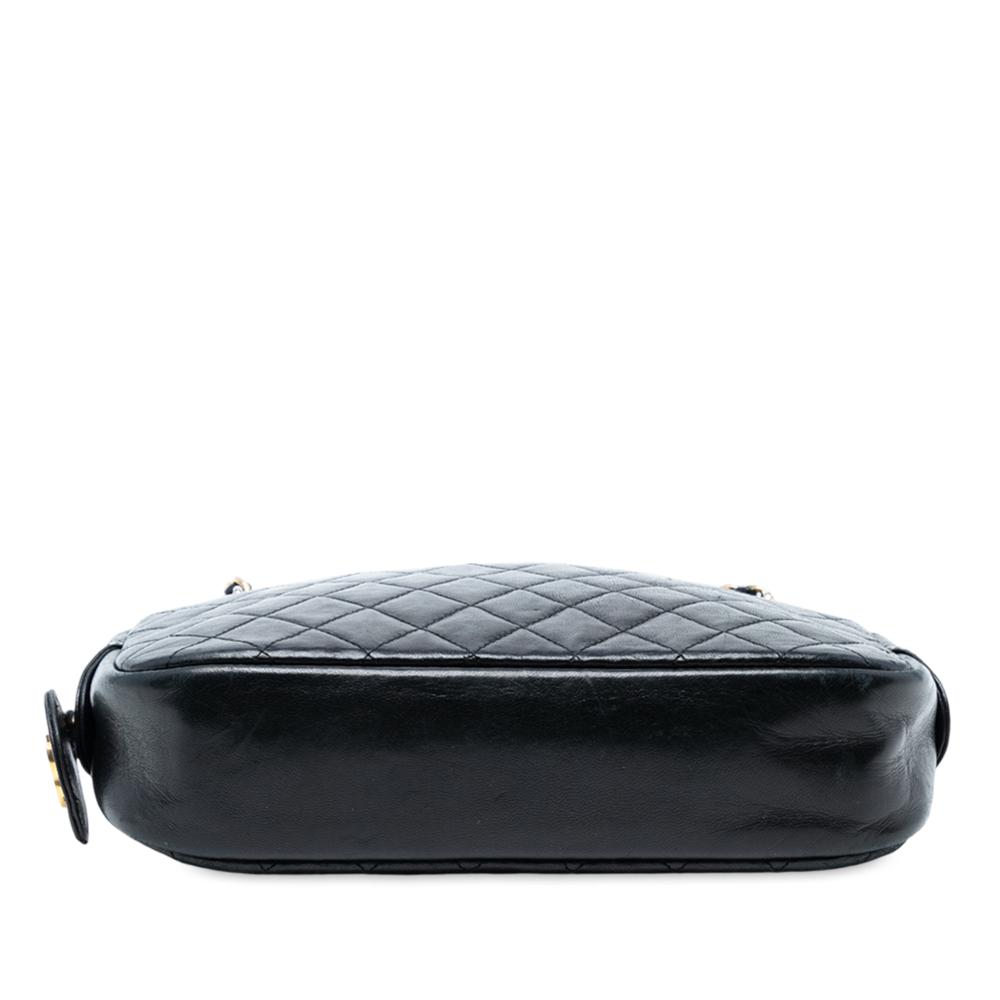 Chanel B Chanel Black Lambskin Leather Leather CC Quilted Lambskin Chain Camera Bag France