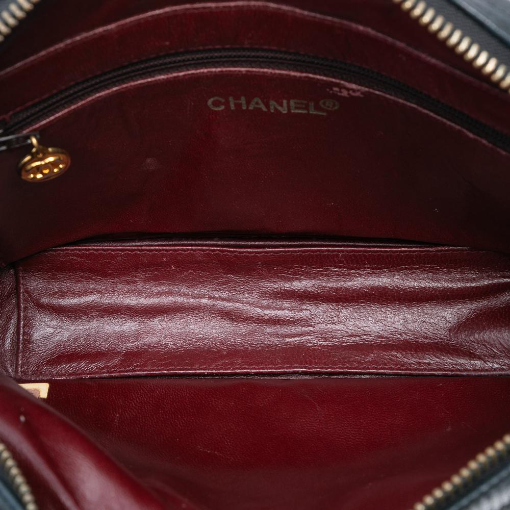Chanel B Chanel Black Lambskin Leather Leather CC Quilted Lambskin Chain Camera Bag France