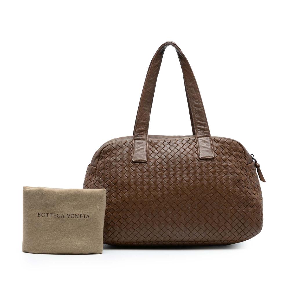 Bottega Veneta B Bottega Veneta Brown Nappa Leather Leather Nappa Intrecciato Shoulder Bag Italy
