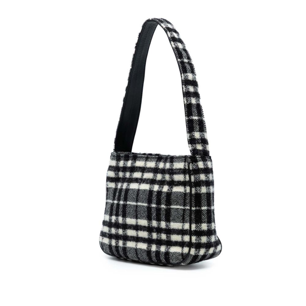 Burberry B Burberry Black with White Wool Fabric Vintage Check Shoulder Bag United Kingdom