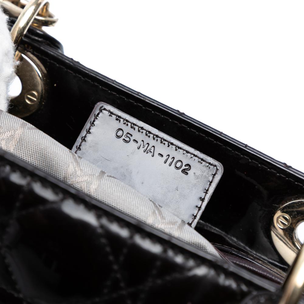 Christian Dior B Dior Black Patent Leather Leather Large Patent Cannage Lady Dior Italy