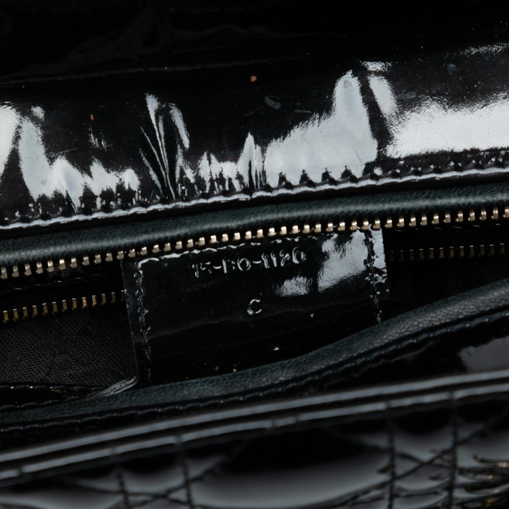 Christian Dior B Dior Black Patent Leather Leather Large Patent Cannage Lady Dior Italy